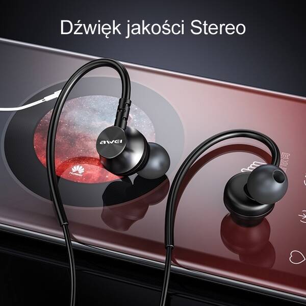 AWEI słuchawki stereo L3 3,5mm jack czarny/black