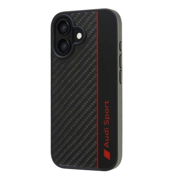 Audi Carbon Fiber Stripe iPhone 16 6.1" czarny/black hardcase AUS-TPUPCIP16-R8/D1-BK