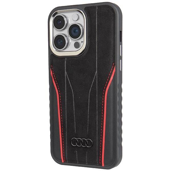 Audi Genuine Leather MagSafe iPhone 14 Pro 6.1" czarno-czerwony/black-red hardcase AU-TPUPCMIP14P-R8/D3-RD