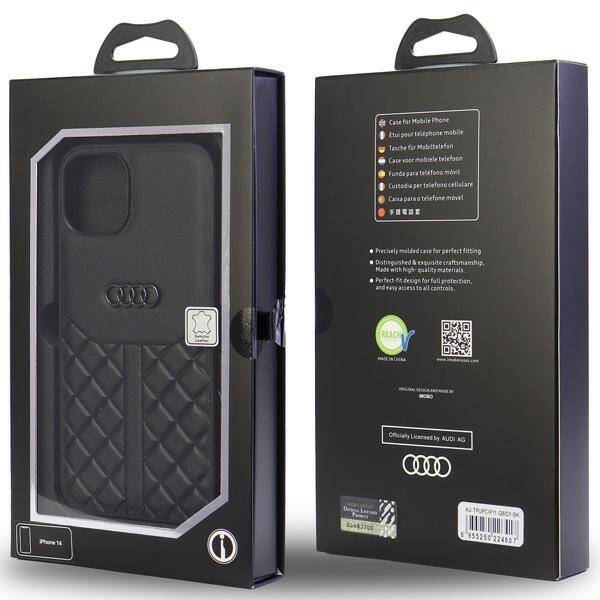 Audi Genuine Leather iPhone 11 / Xr 6.1"  czarny/black hardcase AU-TPUPCIP11R-Q8/D1-BK