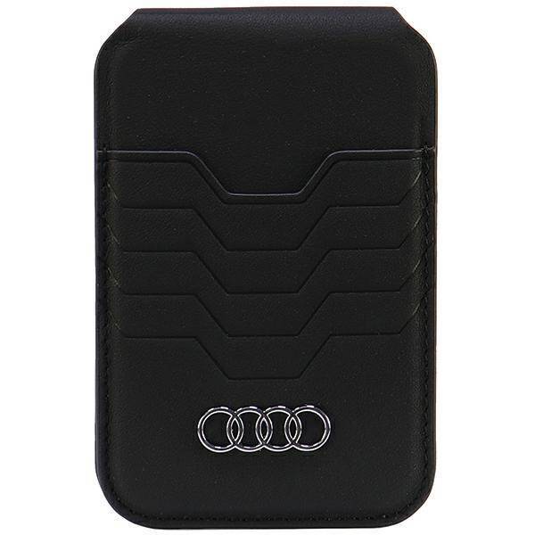 Audi Leather Wallet Card Slot Stand czarny/black MagSafe AU-MSCH-GT/D3-BK