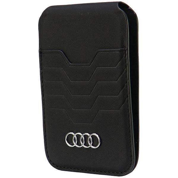 Audi Leather Wallet Card Slot Stand czarny/black MagSafe AU-MSCH-GT/D3-BK