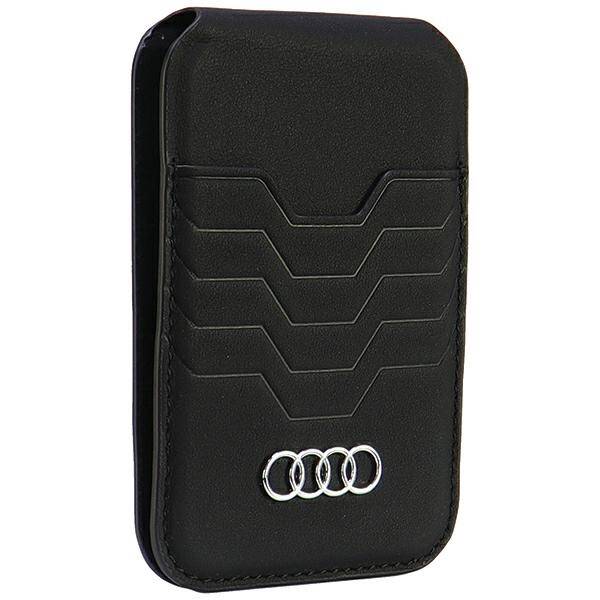 Audi Leather Wallet Card Slot Stand czarny/black MagSafe AU-MSCH-GT/D3-BK