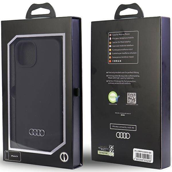 Audi Silicone Case iPhone 14 / 15 / 13  6.1" czarny/black hardcase AU-LSRIP14-Q3/D1-BK