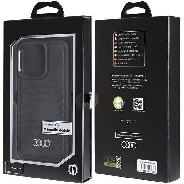 Audi Synthetic Leather MagSafe iPhone 13  Pro / 13 6.1" czarny/black hardcase AU-TPUPCMIP13P-GT/D3-BK