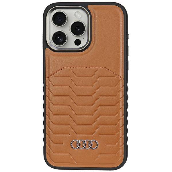 Audi Synthetic Leather MagSafe iPhone 15  Pro 6.1" brązowy/brown hardcase AU-TPUPCMIP15P-GT/D3-BN