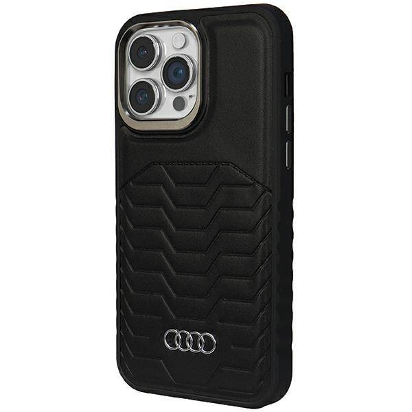 Audi Synthetic Leather MagSafe iPhone 15 Pro Max 6.7" czarny/black hardcase AU-TPUPCMIP15PM-GT/D3-BK