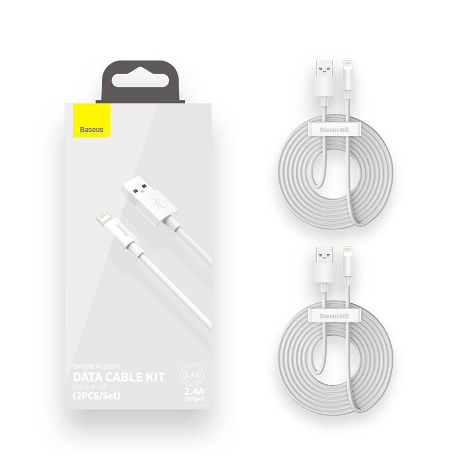 BASEUS 2X SET USB - LIGHTNING CABLE FAST CHARGING POWER DELIVERY 1,5 M WHITE (TZCALZJ-02)