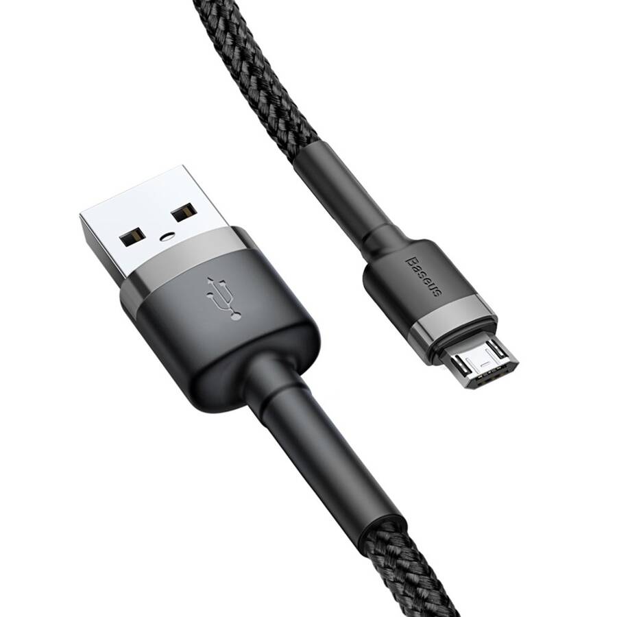 BASEUS CAFULE CABLE DURABLE NYLON BRAIDED WIRE USB / MICRO USB 2A 3M BLACK-GRAY (CAMKLF-HG1)