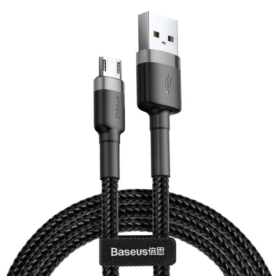 BASEUS CAFULE CABLE DURABLE NYLON BRAIDED WIRE USB / MICRO USB 2A 3M BLACK-GRAY (CAMKLF-HG1)