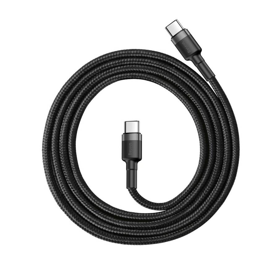 BASEUS CAFULE CABLE DURABLE NYLON CORD USB-C PD / USB-C PD PD2.0 60W 20V 3A QC3.0 1M BLACK-GRAY (CATKLF-GG1)