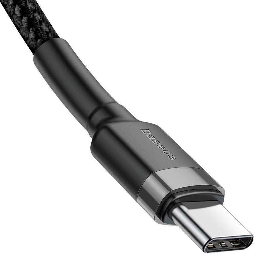 BASEUS CAFULE CABLE DURABLE NYLON CORD USB-C PD / USB-C PD PD2.0 60W 20V 3A QC3.0 1M BLACK-GRAY (CATKLF-GG1)