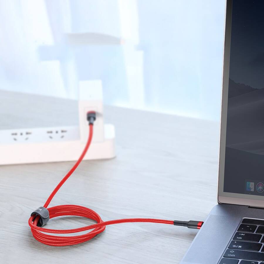 BASEUS CAFULE CABLE DURABLE NYLON CORD USB-C PD / USB-C PD PD2.0 60W 20V 3A QC3.0 1M BLACK-GRAY (CATKLF-GG1)