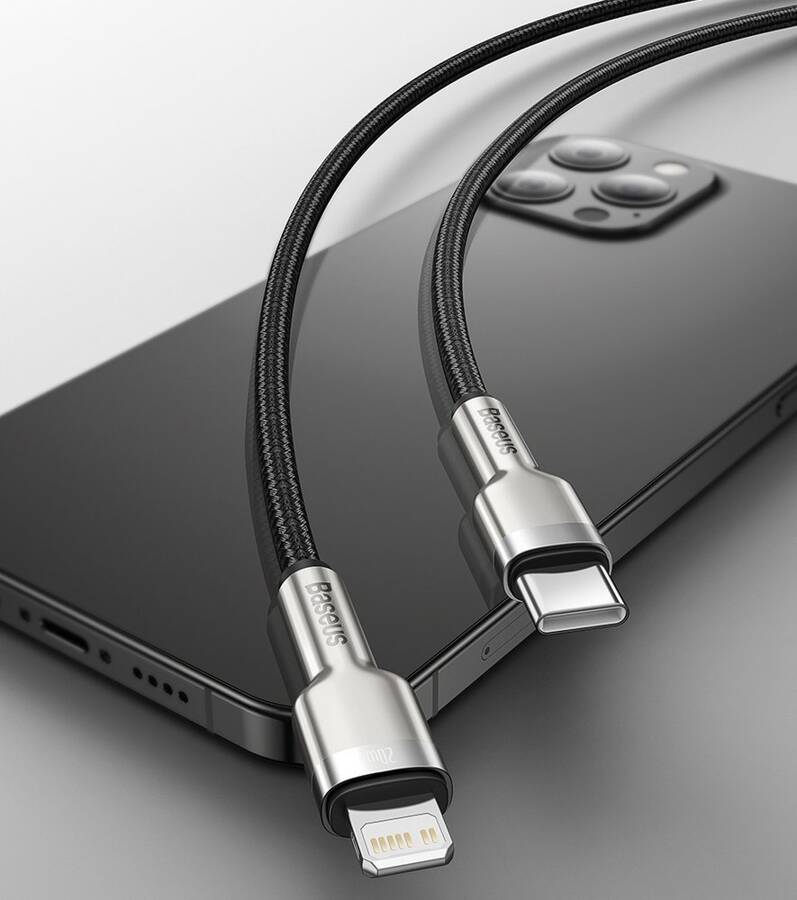 BASEUS CAFULE METAL DATA CABLE USB TYPE C - LIGHTNING 20 W POWER DELIVERY 1 M BLACK (CATLJK-A01)