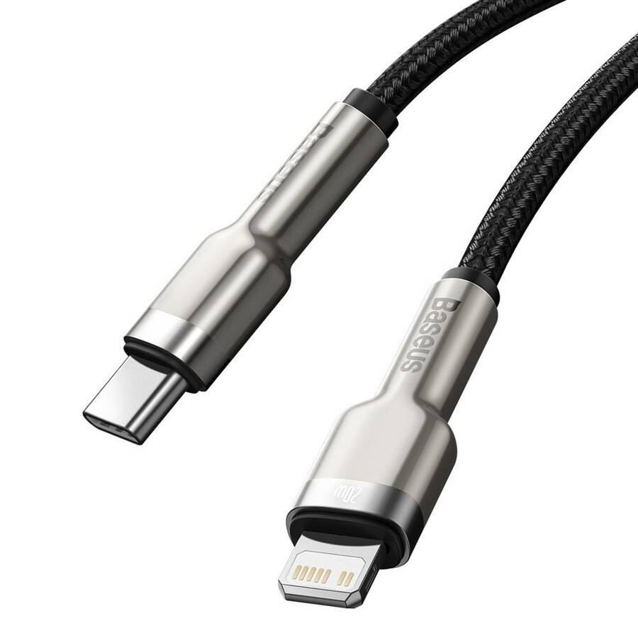 BASEUS CAFULE METAL DATA CABLE USB TYPE C - LIGHTNING 20 W POWER DELIVERY 1 M BLACK (CATLJK-A01)