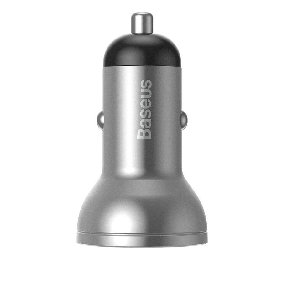 BASEUS CAR CHARGER 2X USB 4.8A 24W WITH LCD SILVER (CCBX-0S)