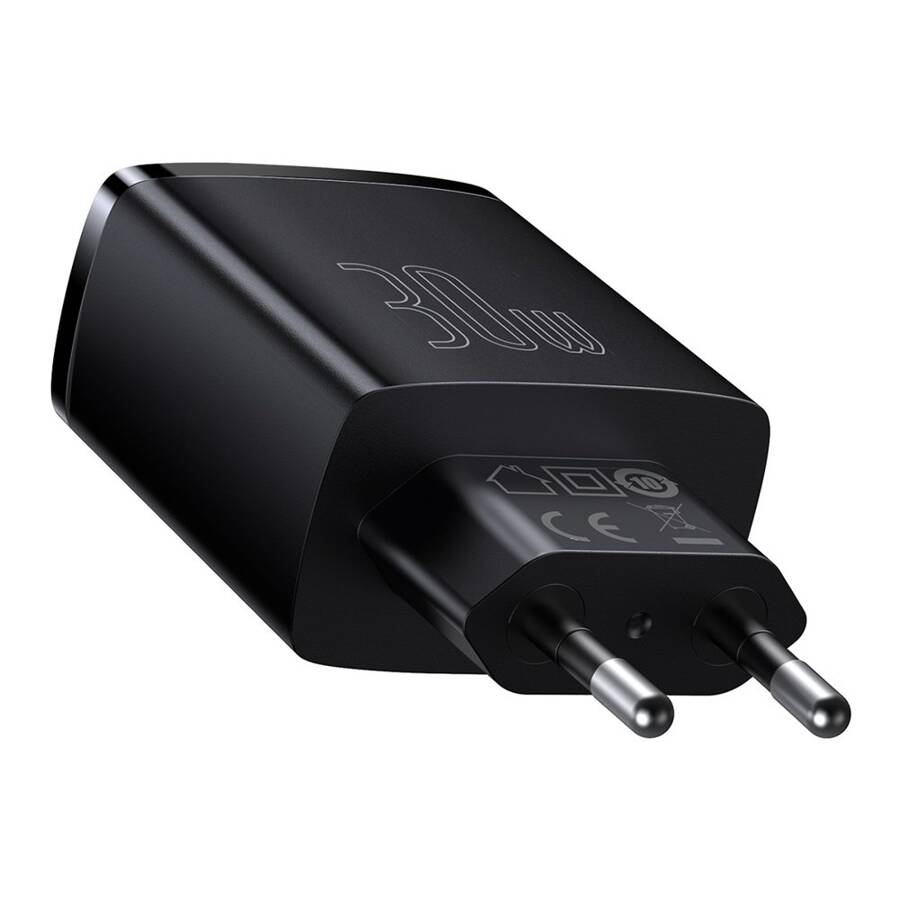 BASEUS COMPACT QUICK CHARGER USB TYPE C / 2X USB 30W 3A POWER DELIVERY QUICK CHARGE BLACK (CCXJ-E01)