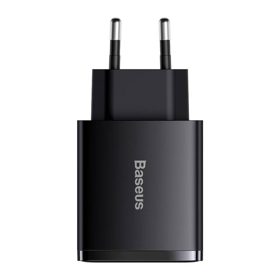 BASEUS COMPACT QUICK CHARGER USB TYPE C / 2X USB 30W 3A POWER DELIVERY QUICK CHARGE BLACK (CCXJ-E01)