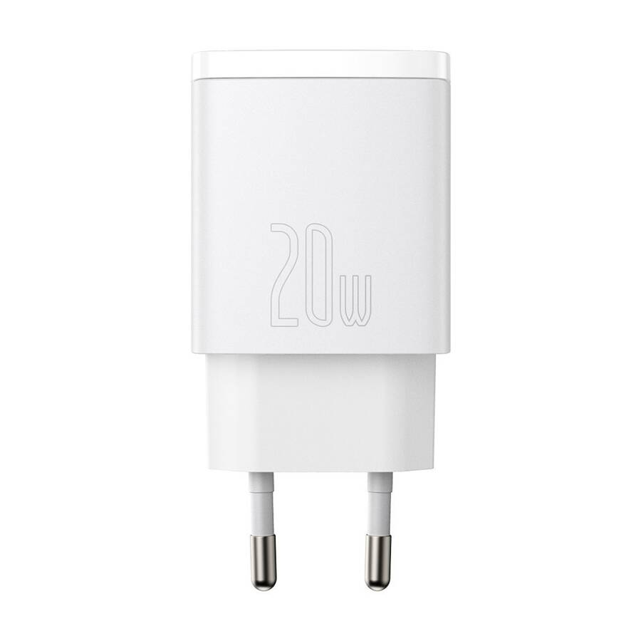 BASEUS COMPACT QUICK CHARGER USB TYPE C / USB 20 W 3 A POWER DELIVERY QUICK CHARGE 3.0 WHITE (CCXJ-B02)