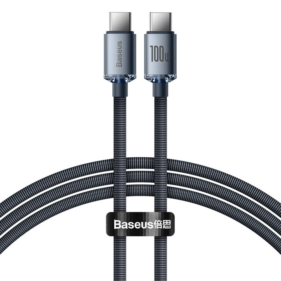 BASEUS CRYSTAL SHINE SERIES CABLE USB CABLE FOR FAST CHARGING AND DATA TRANSFER USB TYPE C - USB TYPE C 100W 1.2M BLACK (CAJY000601)