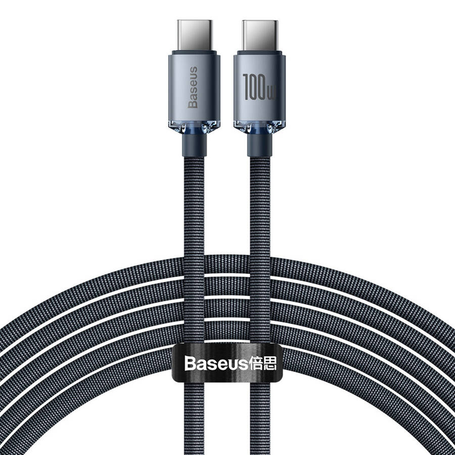 BASEUS CRYSTAL SHINE SERIES CABLE USB CABLE FOR FAST CHARGING AND DATA TRANSFER USB TYPE C - USB TYPE C 100W 2M BLACK (CAJY000701)