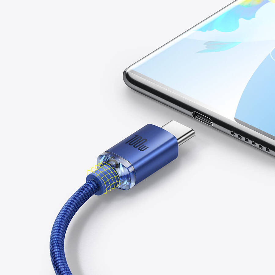 BASEUS CRYSTAL SHINE SERIES FAST CHARGING DATA CABLE USB TYPE A TO USB TYPE C100W 1,2M BLUE (CAJY000403)