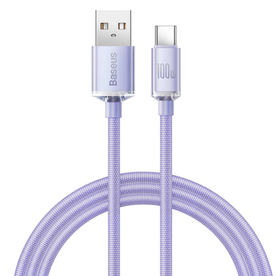 BASEUS CRYSTAL SHINE SERIES FAST CHARGING DATA CABLE USB TYPE A TO USB TYPE C100W 1,2M PURPLE (CAJY000405)