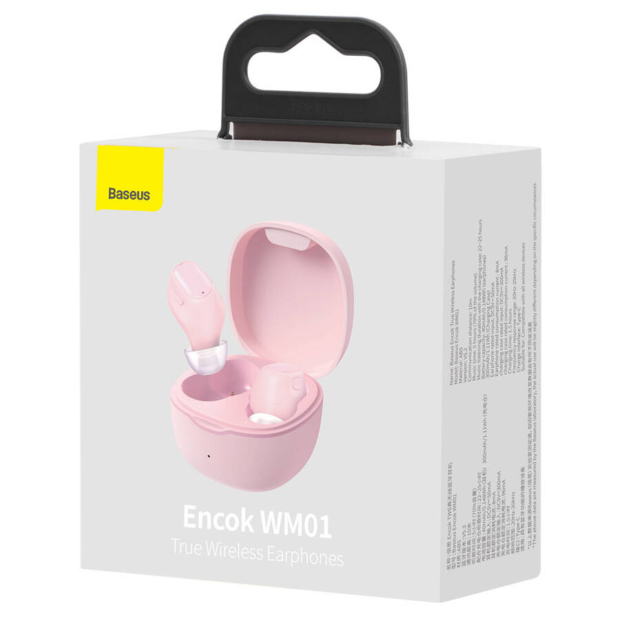 BASEUS ENCOK WM01 TWS WIRELESS IN-EAR BLUETOOTH 5.3 HEADPHONES PINK UPGRADED VERSION (NGTW240004)