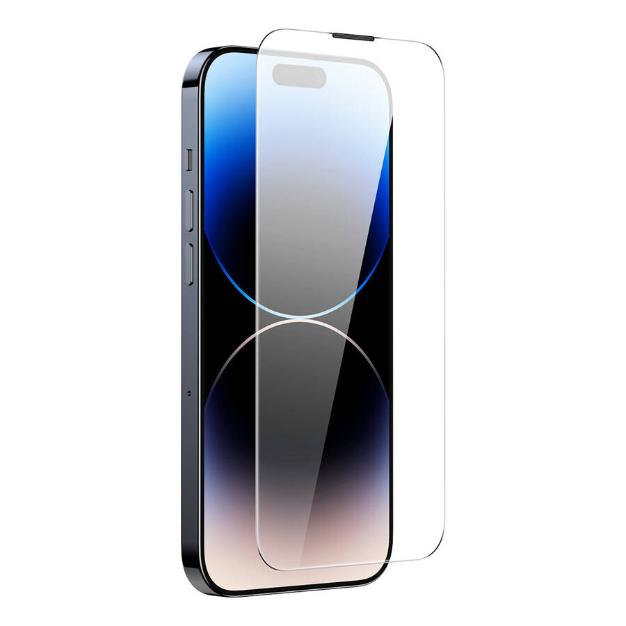 BASEUS FULL SCREEN TEMPERED GLASS FOR IPHONE 14 PRO MAX WITH SPEAKER COVER 0.3MM + MOUNTING FRAME