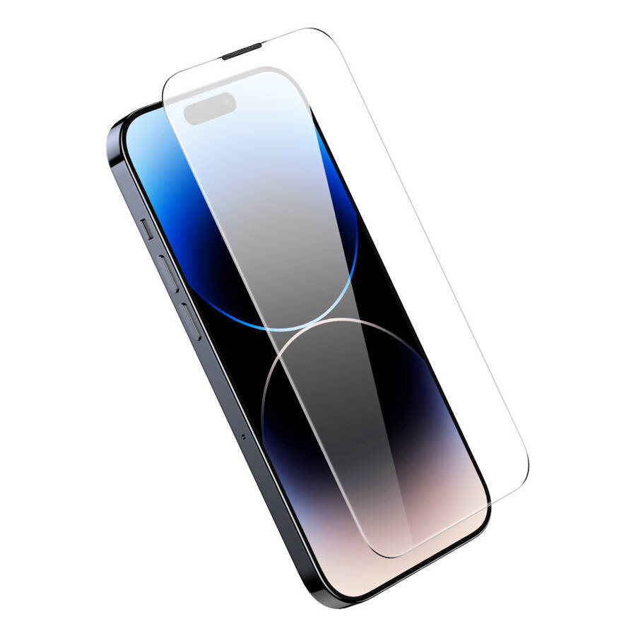 BASEUS FULL SCREEN TEMPERED GLASS FOR IPHONE 14 PRO MAX WITH SPEAKER COVER 0.3MM + MOUNTING FRAME