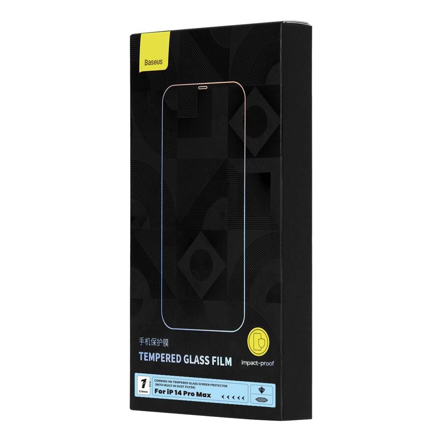 BASEUS FULL SCREEN TEMPERED GLASS FOR IPHONE 14 PRO MAX WITH SPEAKER COVER 0.4MM + MOUNTING KIT