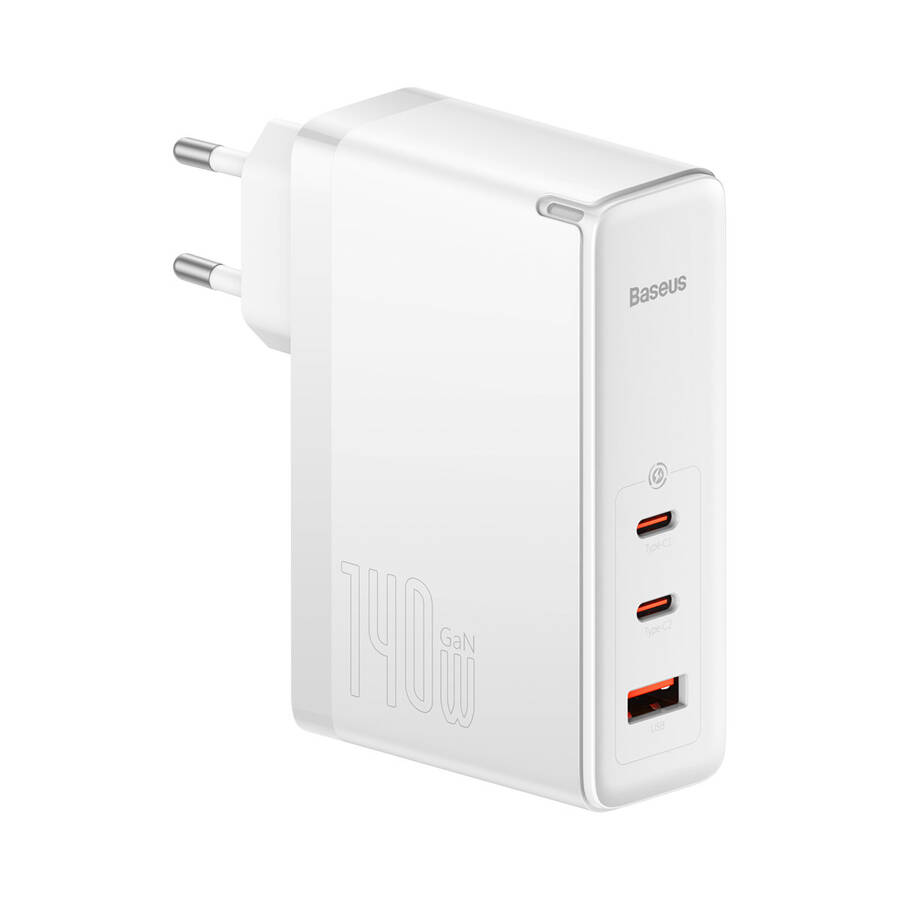 BASEUS GAN5 PRO FAST CHARGER 2XUSB-C + USB 140W EU WHITE (CCGP100202)