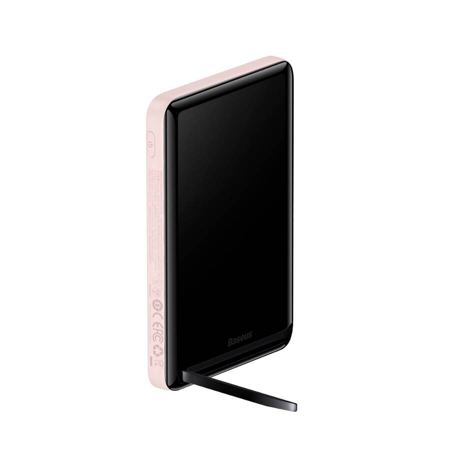 BASEUS MAGNETIC BRACKET WIRELESS FAST CHARGE POWER BANK 10000MAH 20W PINK (WITH BASEUS XIAOBAI SERIES FAST CHARGING CABLE TYPE-C TO TYPE-C 60W(20V/3A) 50CM WHITE)