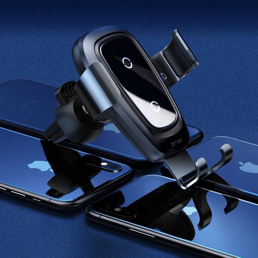 BASEUS METAL GRAVITY WIRELESS CHARGER CAR MOUNT PHONE BRACKET AIR VENT HOLDER QI CHARGER BLACK (WXYL-B0A)