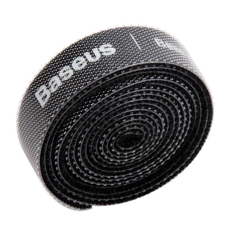 BASEUS RAINBOW CIRCLE HOOK AND LOOP STRAPS - VELCRO TAPE VELCRO CABLE ORGANIZER 1M BLACK (ACMGT-E01)