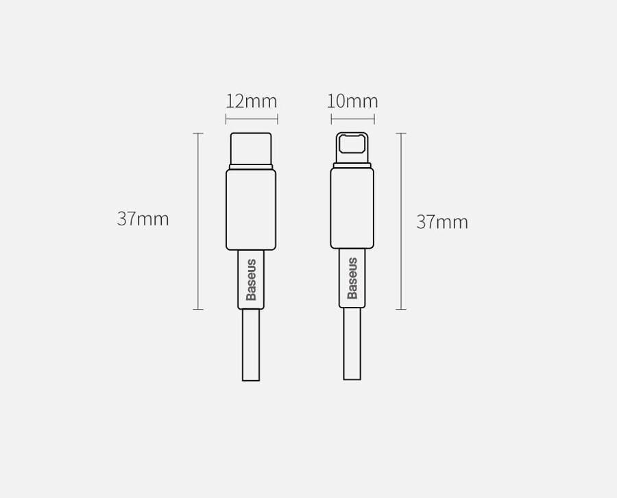 BASEUS USB TYPE C - LIGHTNING CABLE POWER DELIVERY FAST CHARGE 20 W 1 M BLACK (CATLWJ-01)