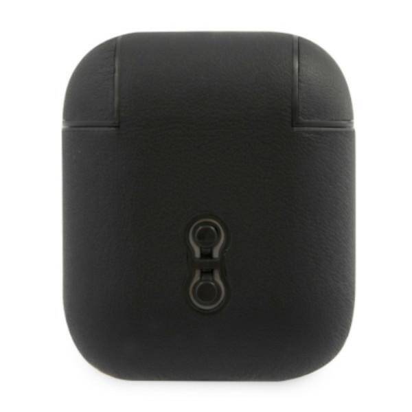 BMW BMA2SSLBK AIRPODS 1/2 COVER BLACK/BLACK GENIUNE LEATHER SILVER LOGO