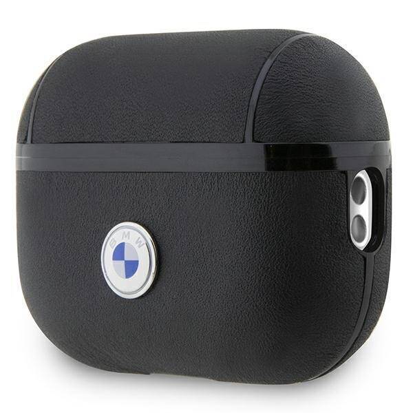 BMW BMAP2SSLBK AIRPODS PRO 2 (2022/2023) COVER CZARNY/BLACK GENIUNE LEATHER SILVER LOGO