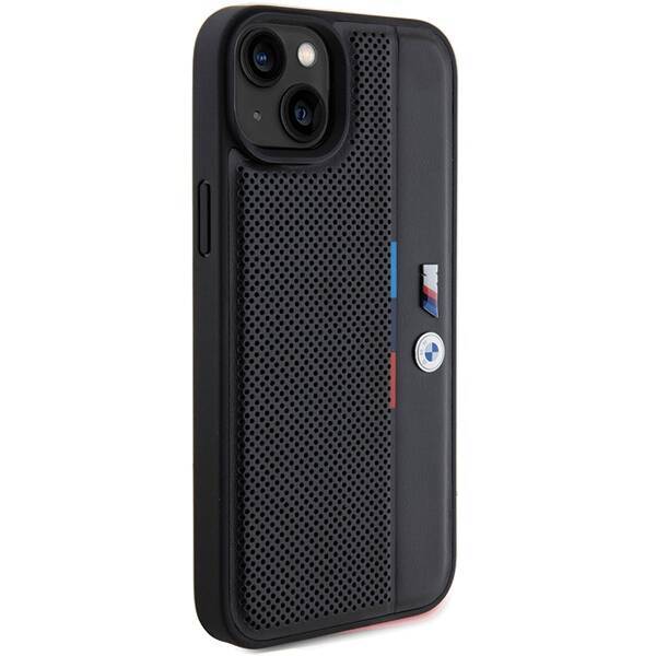 BMW BMHCP15M23PUPVK iPhone 15 Plus / 14 Plus 6.7" czarny/black hardcase Perforated Tricolor Line