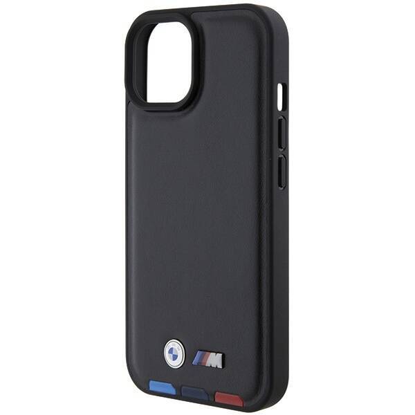 BMW BMHCP15S22PTDK iPhone 15 / 14 / 13  6.1" czarny/black Leather Stamp Tricolor