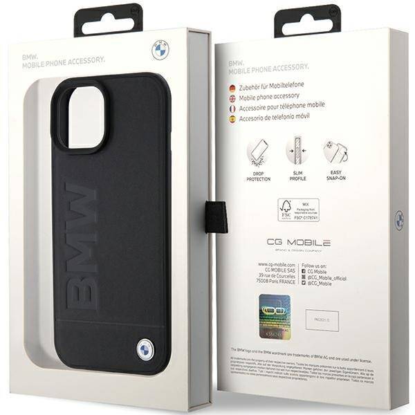 BMW BMHCP15SSLLBK IPHONE 15/14/13 6.1 "BLACK / BLACK LEATHER HOT STAMP