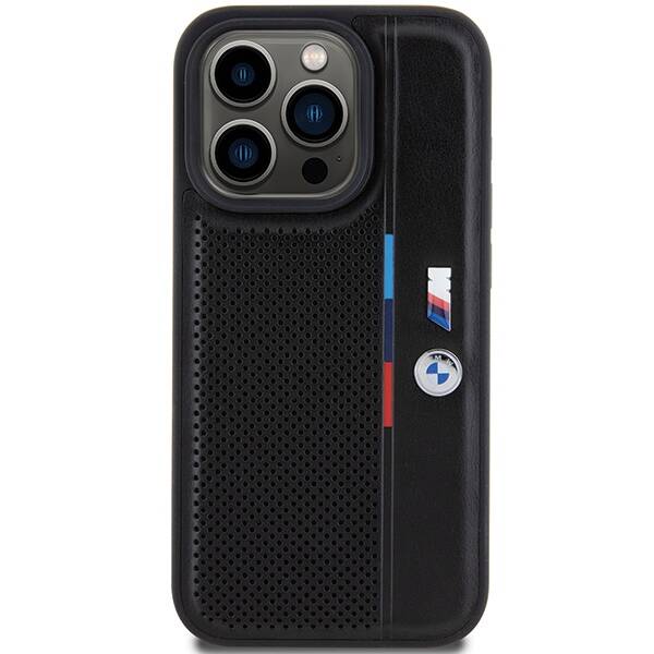 BMW BMHCP15X23PUPVK iPhone 15 Pro Max 6.7" czarny/black hardcase Perforated Tricolor Line