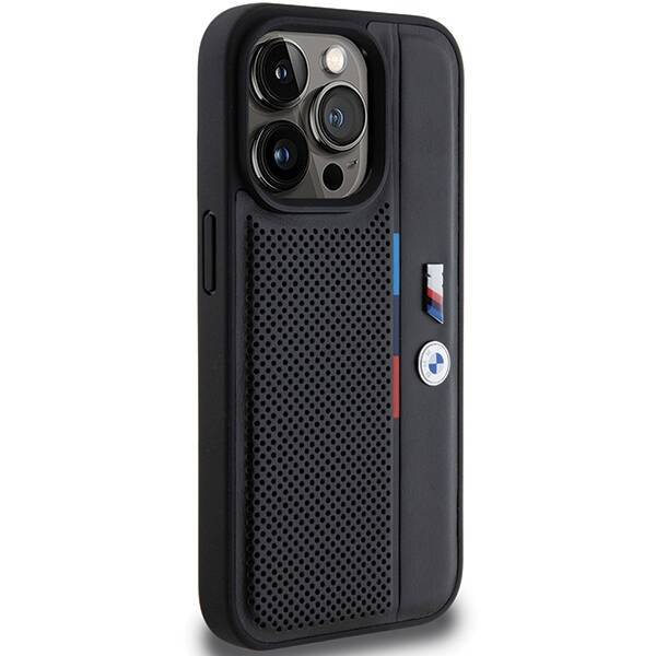 BMW BMHCP15X23PUPVK iPhone 15 Pro Max 6.7" czarny/black hardcase Perforated Tricolor Line