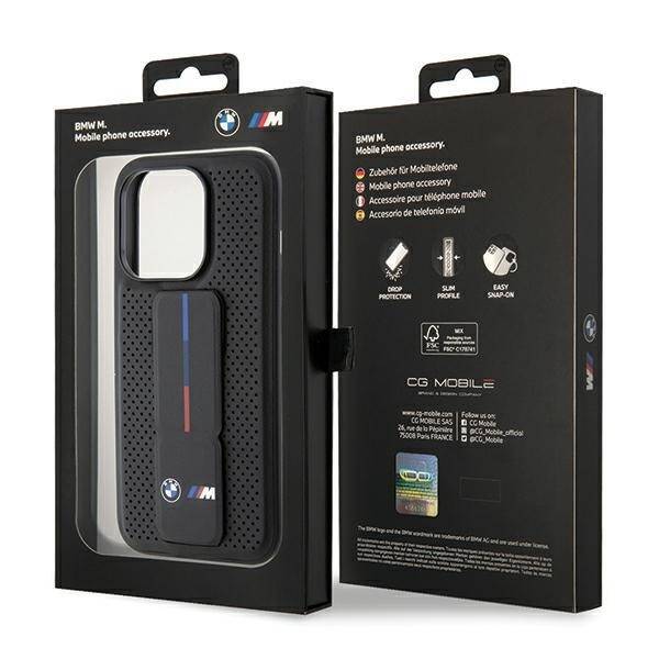 BMW BMHCP15XGSPPRK iPhone 15 Pro Max  6.7" czarny/black hardcase Grip Stand Smooth & Perforated