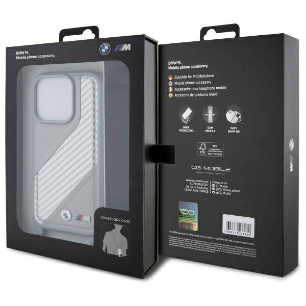 BMW BMHCP16L23PSCCG iPhone 16 Pro 6.3"    szary/grey hardcase M Edition Carbon Stripe & Strap