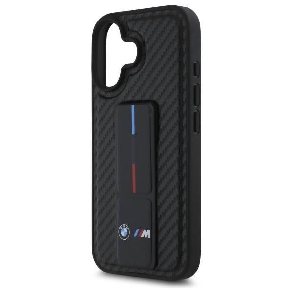 BMW BMHCP16SGSPCCK iPhone 16 6.1" czarny/black hardcase M Grip Stand Smooth and Carbon