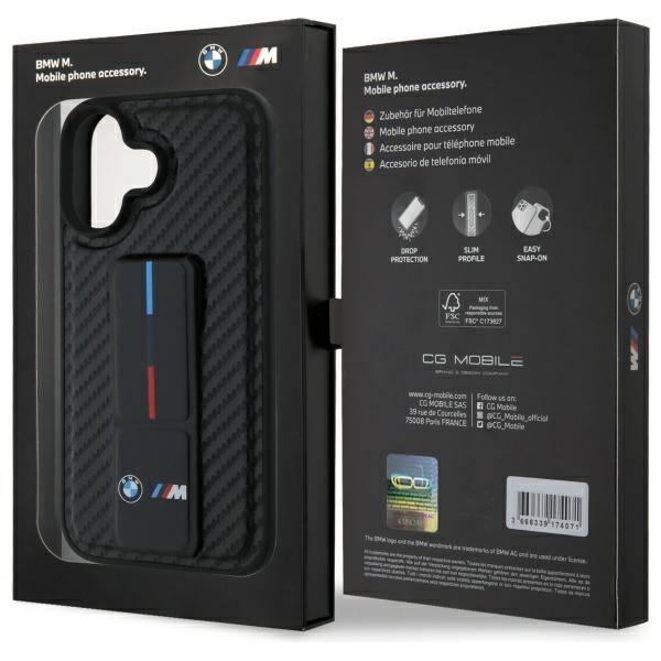 BMW BMHCP16SGSPCCK iPhone 16 6.1" czarny/black hardcase M Grip Stand Smooth and Carbon