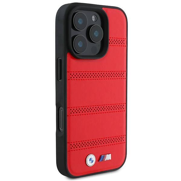 BMW BMHMP16L23PUSPR iPhone 16 Pro 6.3" czerwony/red hardcase M Perforated And Stitched Line MagSafe