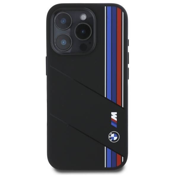 BMW BMHMP16L23SCUK iPhone 16 Pro 6.3"     czarny/black hardcase Silicone Cut Tricolor Lines MagSafe