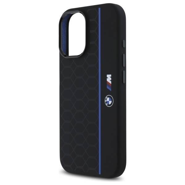 BMW BMHMP16S23SHEB iPhone 16 6.1"         czarny/black hardcase Silicone Hexagon Blue Line MagSafe